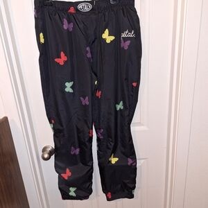 Petals and Peacocks Butterfly Nylon Track Pants Large